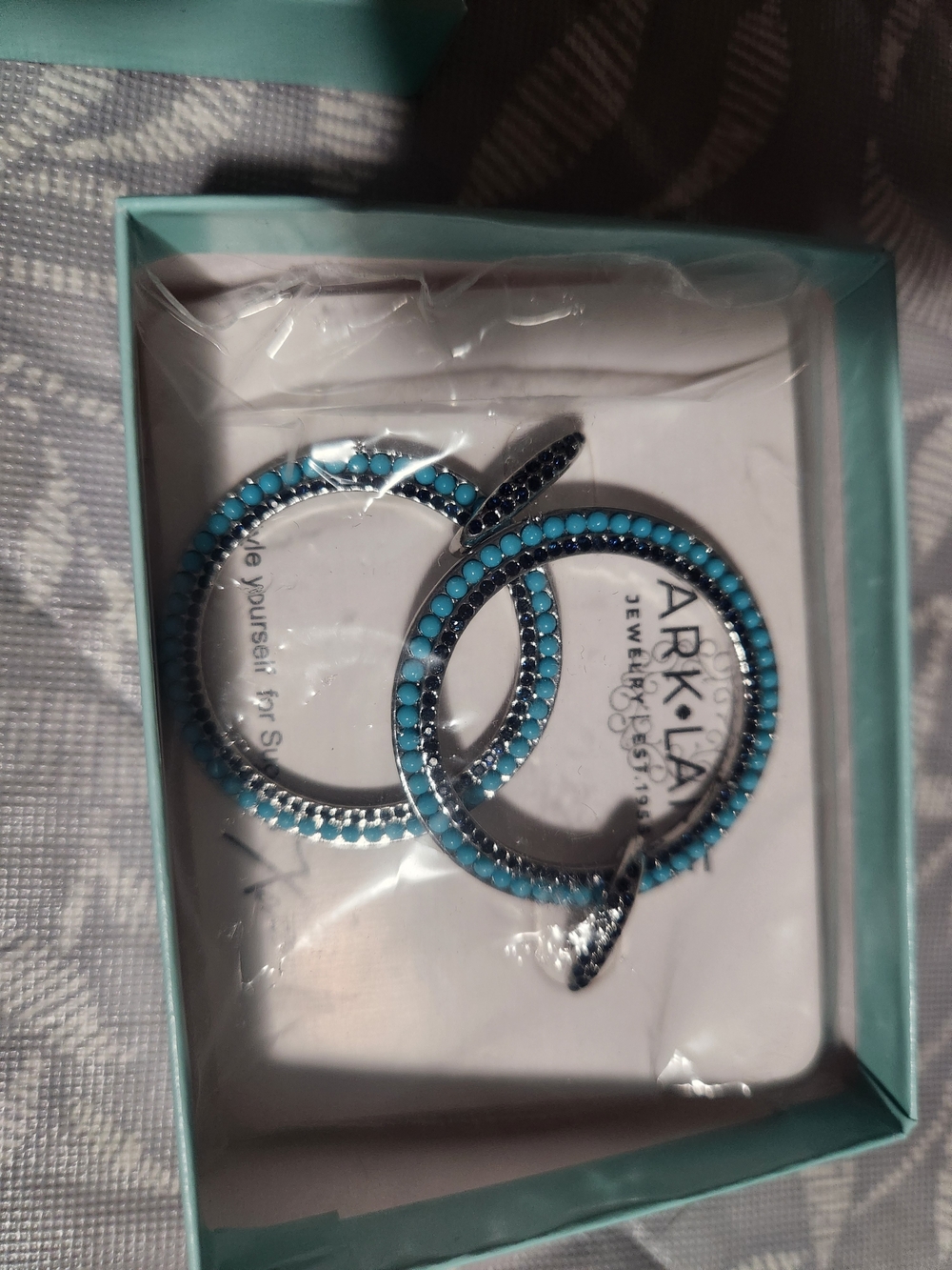 Turquoise Crystal Hoop Earrings - Blue Hoop Earrings parklane denim
